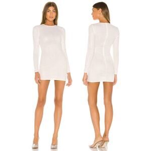 Superdown Evie Sparkle Mini Dress Sequin Embellished Long Sleeve White Sz Small